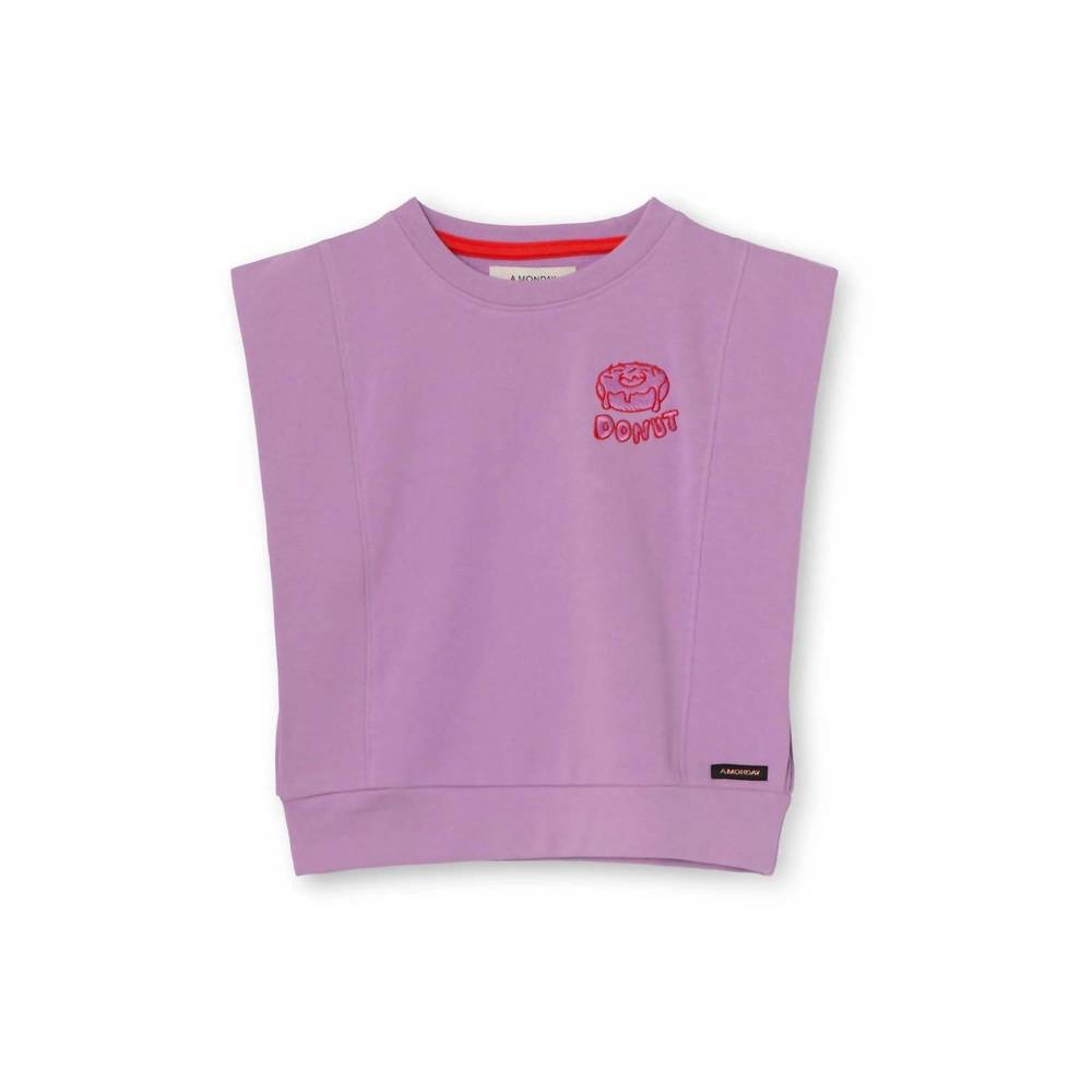 NEW A MONDAY IN COPENHAGEN girl's sleeveless sweatshirt in african violet